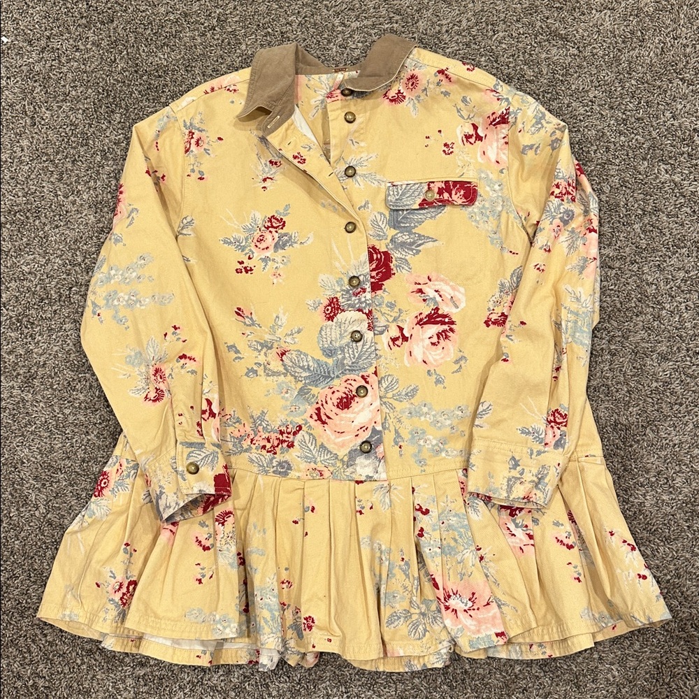 Free People Connor Western Bohemian Floral Printed Cotton Mini Dress - Picture 9 of 11